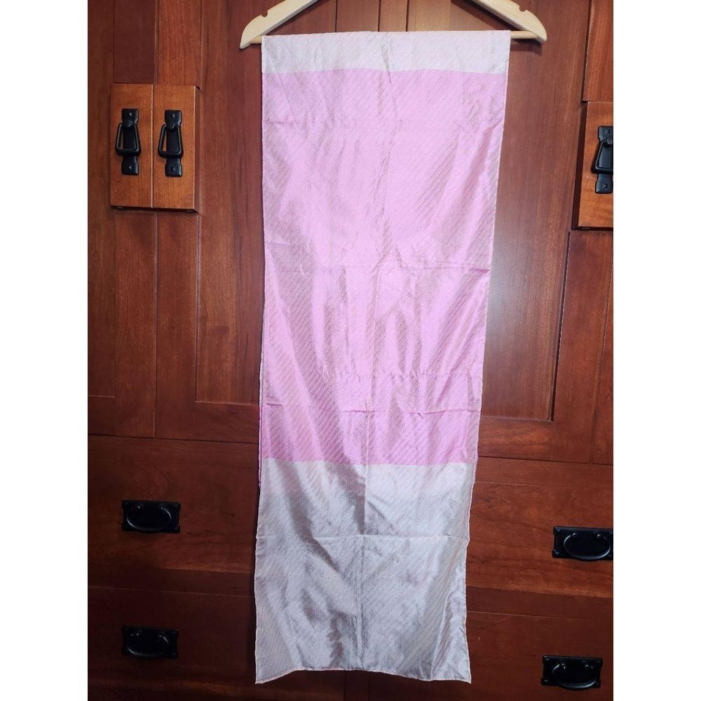 Pink, White, Hot Pink, Striped Silk-Like Scarf